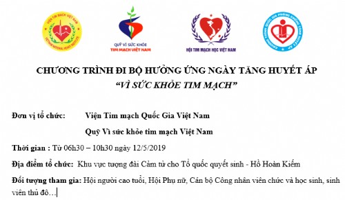 Chương trình đi bộ hưởng ứng ngày Tăng huyết áp “VÌ SỨC KHỎE TIM MẠCH”